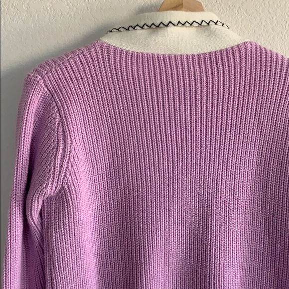 Vintage knit sweater with bow neck accent purple - Picture 6 of 11